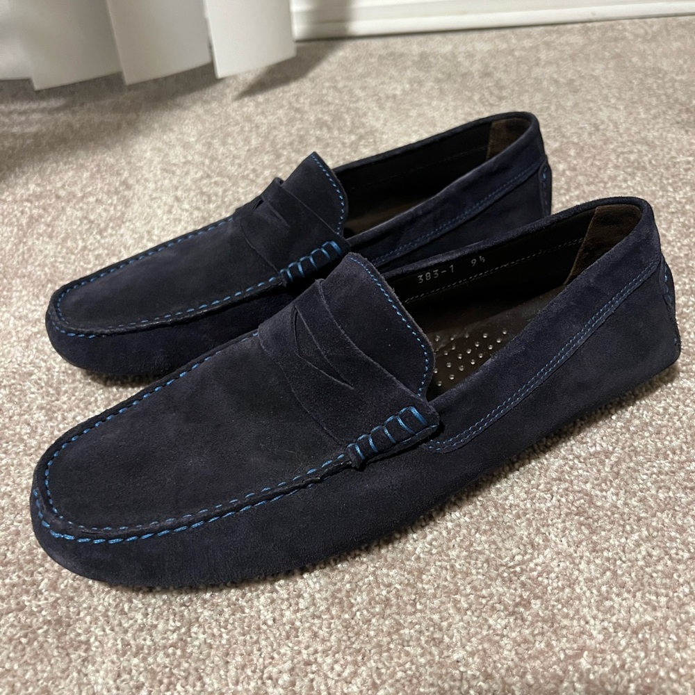 To Boot New York Driving Shoes in Blue Navy Suede